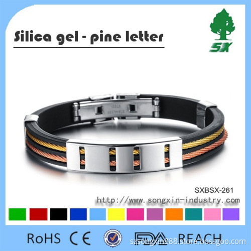 Summer Style Handmade Stainless Steel Bracelet&Bangle with Genuine Silicone